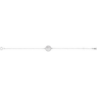 14K White Engravable Beaded Disc 6 1/2-7 1/2" Bracelet