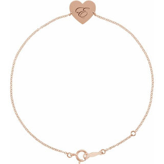 14K Rose Engravable Heart 7-8" Bracelet