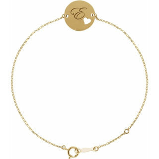 18K Yellow Gold-Plated Sterling Silver Engravable Pierced Heart Disc 7-8" Bracelet
