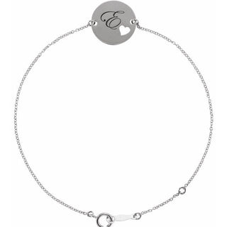 Sterling Silver Engravable Pierced Heart Disc 7-8" Bracelet