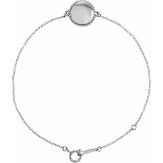 Platinum Engravable Beaded Disc 6 1/2-7 1/2" Bracelet