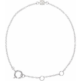 14K White Faux Pearl Youth Birthstone 4 1/2-5 1/2" Bracelet