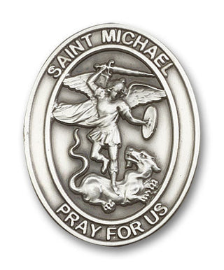 Silver Finish Saint Michael the Archangel Visor Clip
