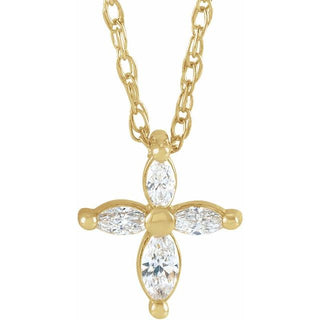 14K Yellow 1/6 CTW Natural Diamond Cross 16" Necklace