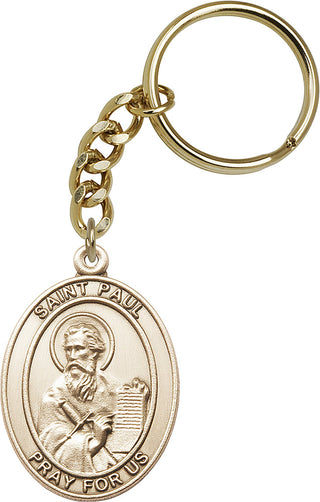 Gold Oxide Saint Paul the Apostle Keychain Engraved Catholic Saint Jewelry