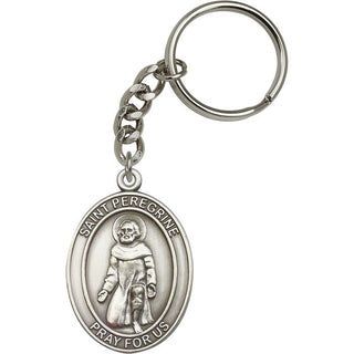 Silver Saint Peregrine Keychain | Engravable