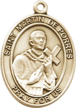 Gold Oxide Saint Martin de Porres Keychain Engraved Catholic Saint Jewelry
