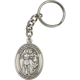 Saint Sebastian Engravable Keychain - Silver Finish
