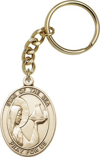 Gold Oxide Saint Theresa Keychain | Engravable