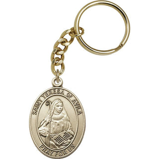 Saint Teresa of Avila Engravable Keychain - Gold Tone
