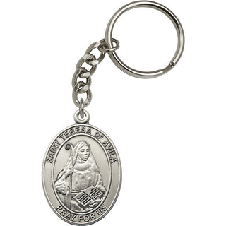 Saint Teresa of Avila Engravable Keychain - Silver Finish