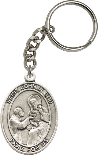 Silver Oxide Guardian Angel Keychain | Engravable