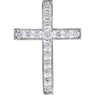 Platinum 1 CTW Natural Diamond Cross Pendant
