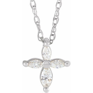 Sterling Silver 1/6 CTW Natural Diamond Cross 16" Necklace
