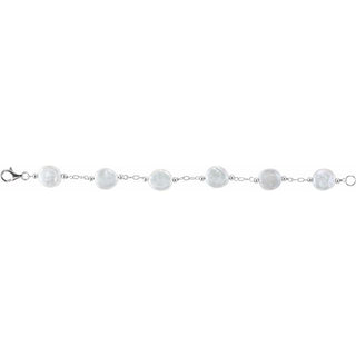 Sterling Silver 12-13 mm Cultured White Freshwater Pearl Coin 7" Bracelet