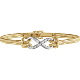 14K Yellow/White  1/8 CTW Natural Diamond Bangle 7 1/2â Bracelet