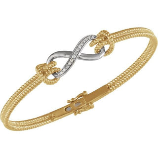 14K Yellow/White  1/8 CTW Natural Diamond Bangle 7 1/2â Bracelet