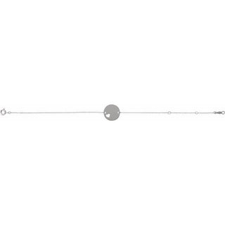 14K White Engravable Pierced Heart Disc 7-8" Bracelet