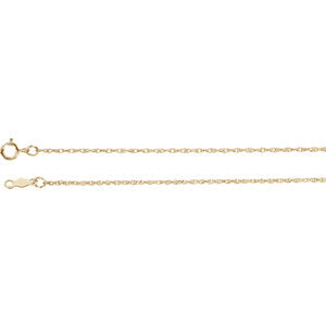 16-inch 1MM Rope Chain with Spring Ring - 14K Yellow Gold