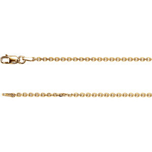 16-inch Diamond Cut Cable Chain with Lobster - 14K Yellow Gold