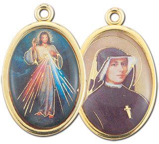 Gold Oval Divine Mercy/Faustina Picture Medal 10-Pack