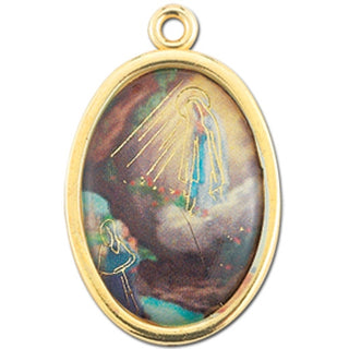Gold Oval Our Lady Of Lourdes Picture Medal 10-Pack