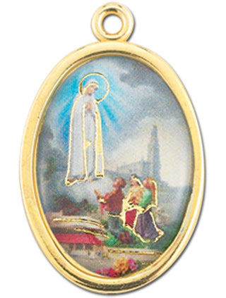 Gold Oval Our Lady Of Fatima Picture Medal 10-Pack