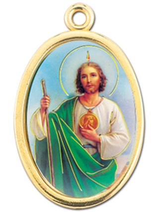 Gold Oval Saint Jude Picture Medal 10-Pack