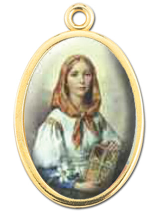 Gold Oval Saint Dymptha Picture Medal 10-Pack