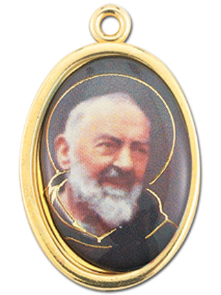 Gold Oval Saint Pio Picture Medal 10-Pack
