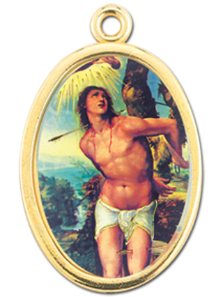 Gold Oval Saint Sebastian Picture Medal 10-Pack