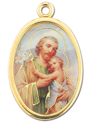 Gold Oval Saint Joseph Picture Medal 10-Pack