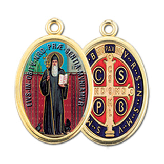 Gold Oval Saint Benedict Picture Medal 10-Pack