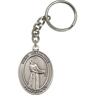 Saint Petronille Engravable Keychain - Silver Finish