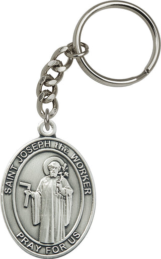 Silver Oxide Our Lady of Mount Carmel/Scapular Keychain | Engravable
