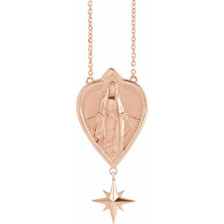 14K Rose 23.8x15.7 mm Miraculous Mary 18" Necklace