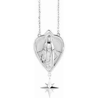 Platinum 23.8x15.7 mm Miraculous Mary 16" Necklace