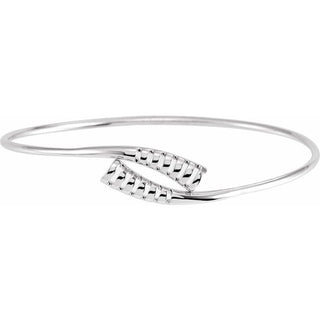 14K White 16.5 mm Bypass Bangle 7" Bracelet