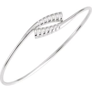 14K White 16.5 mm Bypass Bangle 7" Bracelet
