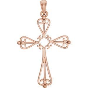 14K Rose 33x25 MM Cross Pendant Mounting