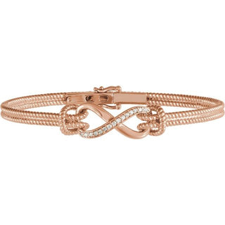 14K Rose  1/8 CTW Natural Diamond Bangle 7 1/2â Bracelet