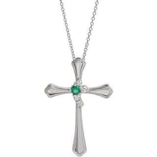 Sterling Silver 1-Stone 1/8 CTW Natural Diamond Semi-Set Family Cross 16-18" Necklace