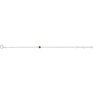 14K White Imitation Peridot Youth Birthstone 4 1/2-5 1/2" Bracelet