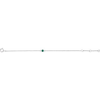 14K White Imitation Emerald Youth Birthstone 4 1/2-5 1/2" Bracelet