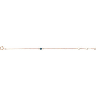 14K Rose Imitation Blue Zircon Youth Birthstone 4 1/2-5 1/2" Bracelet