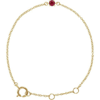 14K Yellow Imitation Ruby Youth Birthstone 4 1/2-5 1/2" Bracelet