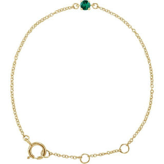 14K Yellow Imitation Emerald Youth Birthstone 4 1/2-5 1/2" Bracelet