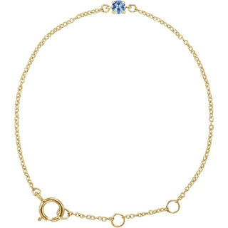 14K Yellow Imitation Aquamarine Youth Birthstone 4 1/2-5 1/2" Bracelet