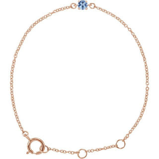 14K Rose Imitation Aquamarine Youth Birthstone 4 1/2-5 1/2" Bracelet