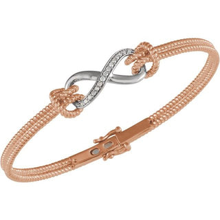 14K Rose/White  1/8 CTW Natural Diamond Bangle 7 1/2â Bracelet